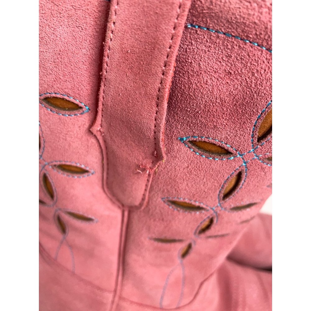 Anthropologie Planet Cowboy Pink Suede Peewee Western Boots Size 9 - Picture 8 of 13